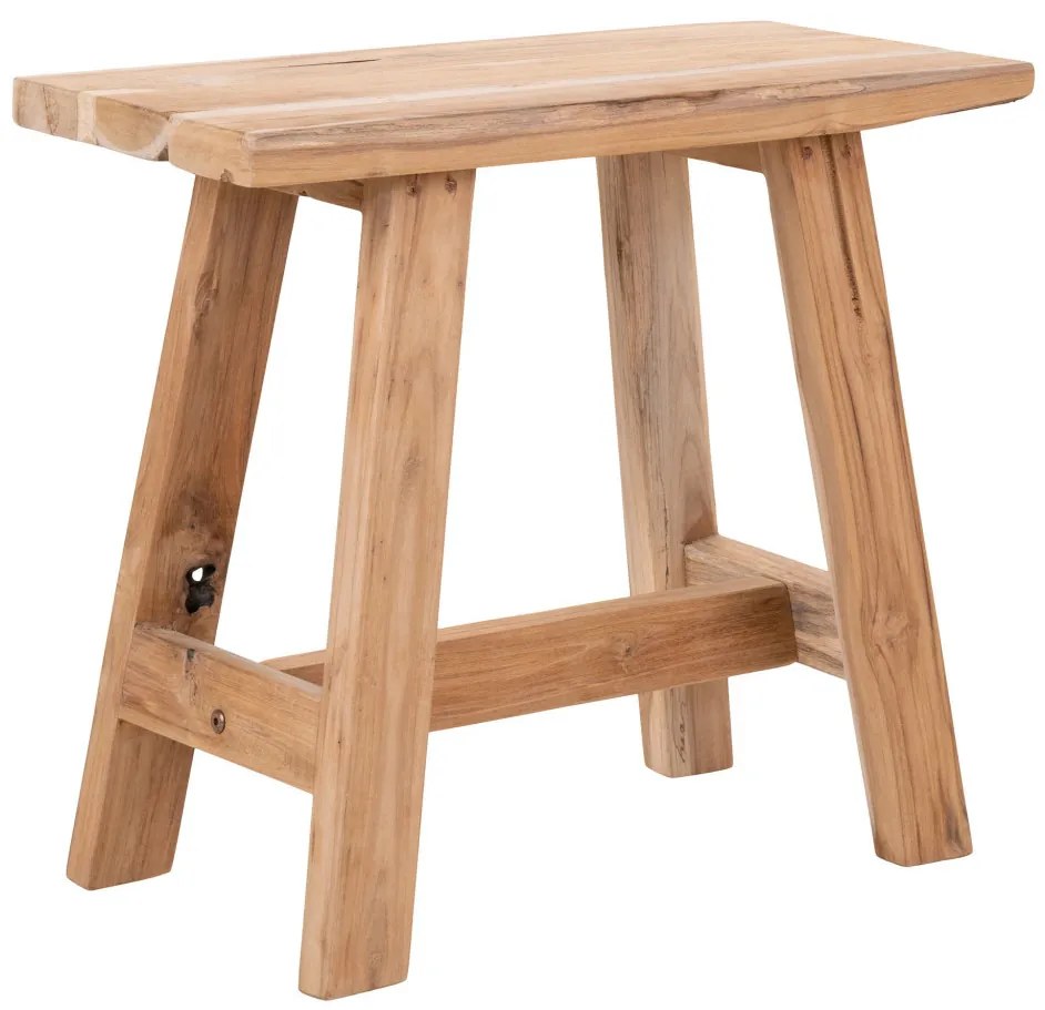 Taburet Barcelona, lemn de tec, natură, 50x25x45 cm