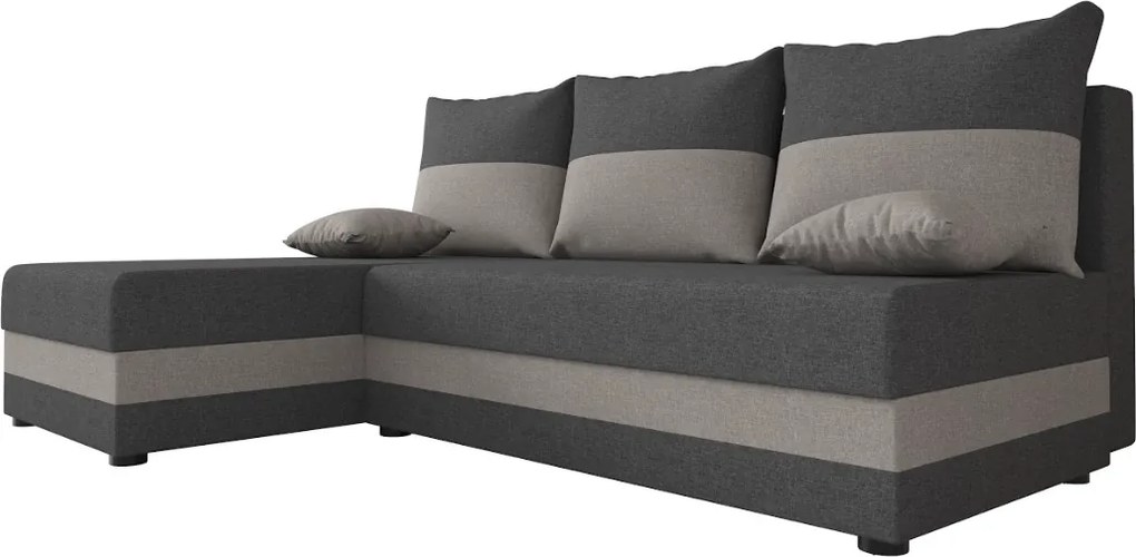 Coltar extensibil de colt VALERIO SLIM, gri inchis/gri deschis, reversibil, 200x140 cm + 2 perne GRATUIT