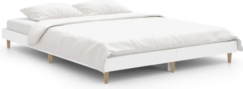 vidaXL Cadru de pat, alb ,135x190 cm, lemn prelucrat