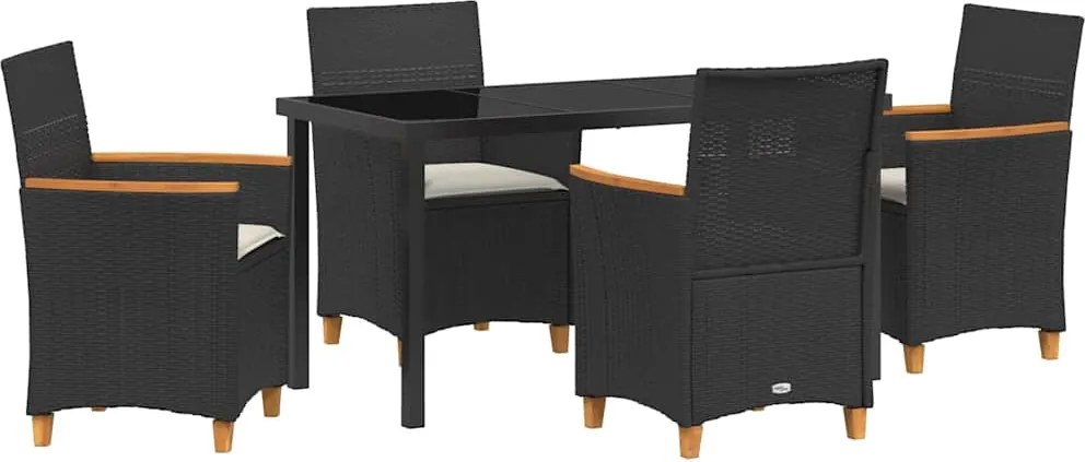 vidaXL Set de masă pentru grădină 5 pcs Negru poliratan