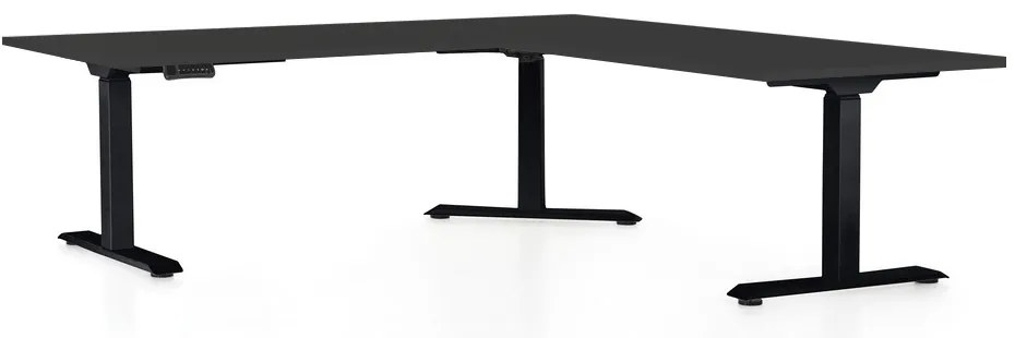 Masa inaltime reglabila OfficeTech Angle, 180 x 200 cm, bază neagră, negru