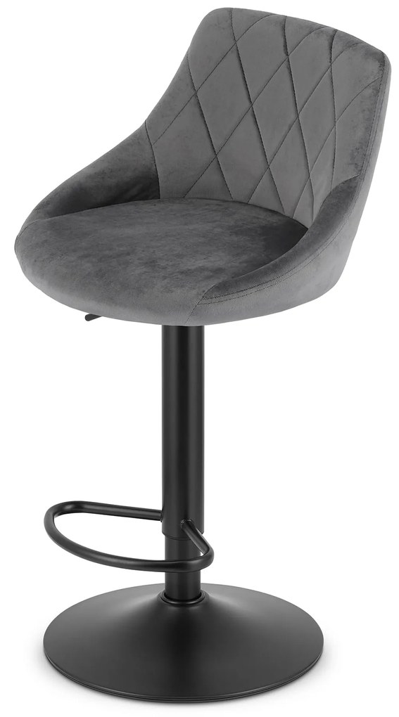 Scaun de bar gri KAST VELVET cu picior negru