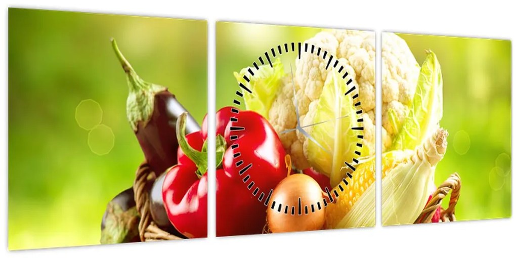 Tablou - Legume (cu ceas) (90x30 cm)