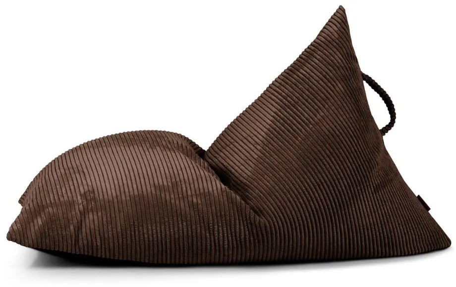 Fotoliu puf pentru copii maro închis cu tapițerie din catifea reiată Razzy – SLOWDOWN