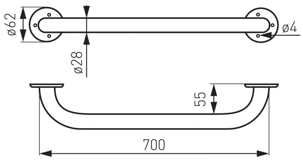 Bara suport ajutatoare 70 cm, alb, Ferro 700 mm