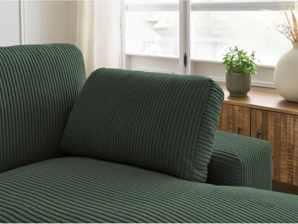 Colțar verde cu tapițerie din catifea reiată Belair – Bobochic Paris