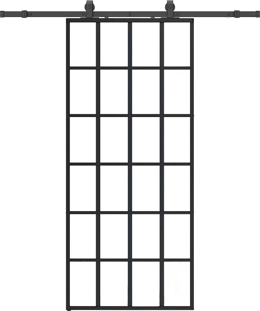 vidaXL Ușă glisantă cu set de feronerie neagră 90x205 cm Sticlă ESG