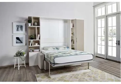 Set pat rabatabil dublu 160X200 cu canapea 2 locuri, biblioteca Royal (50 cm), biblioteca Royal cross(24 cm) si dulap Royal (50 cm) - ROYAL XL 160 COMBI (160X200)
