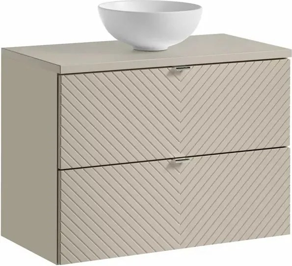 Set dulap baza suspendat 80 cm cu blat si lavoar Comad Viva bej cașmir mat