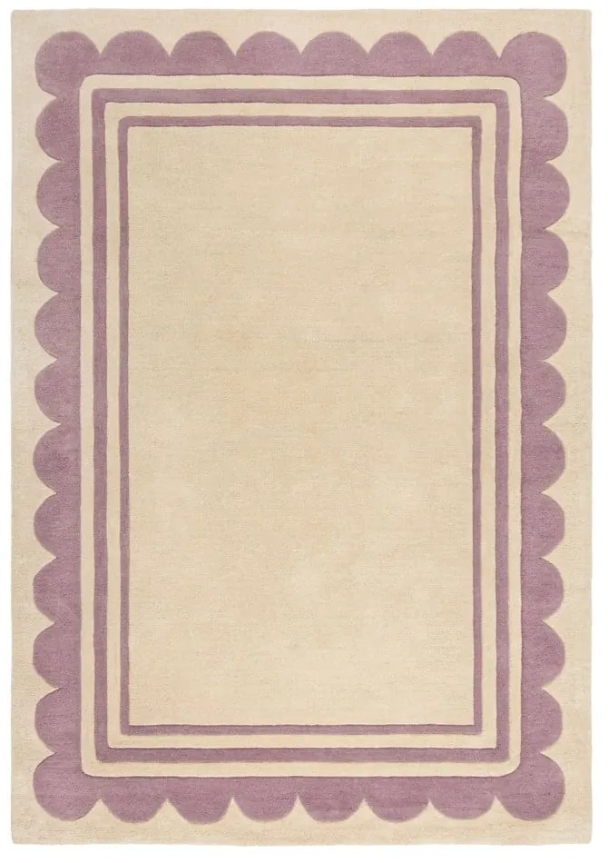 Covor mov/în culoare naturală țesut manual din lână 160x230 cm Lois Scallop – Flair Rugs