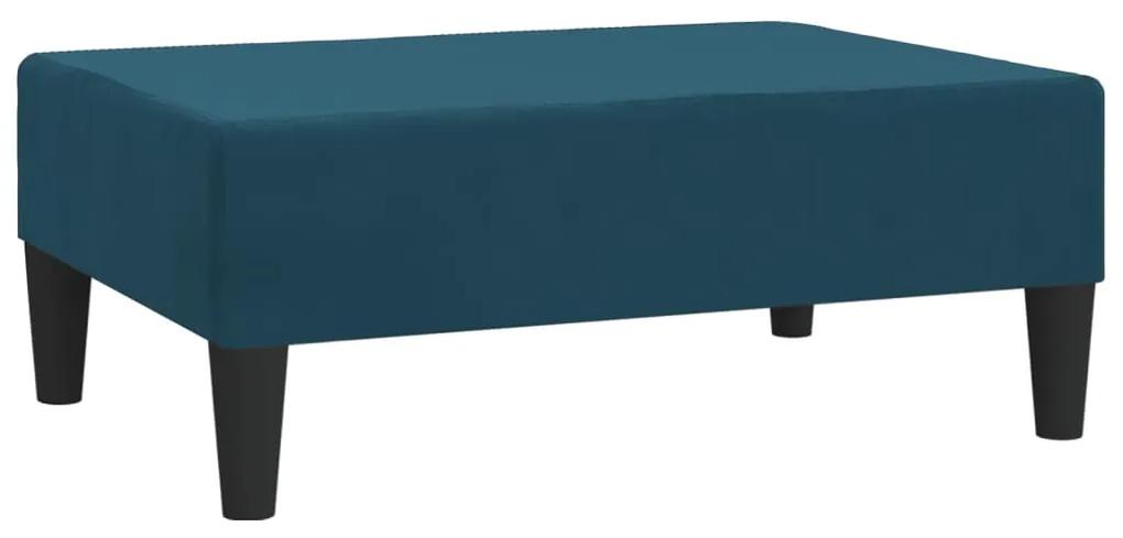Canapea extensibila 2 locuri, 2 pernetaburet,albastru, catifea Albastru, Cu scaunel pentru picioare