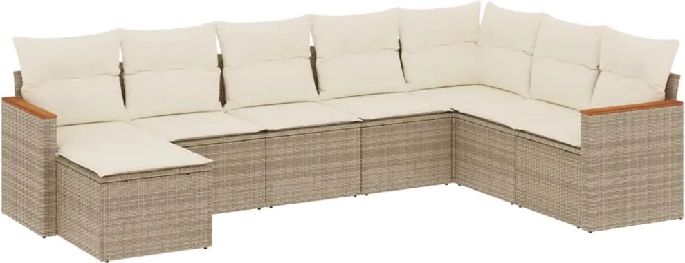 vidaXL Set canapele de grădină, 8 piese, cu perne, bej, poliratan
