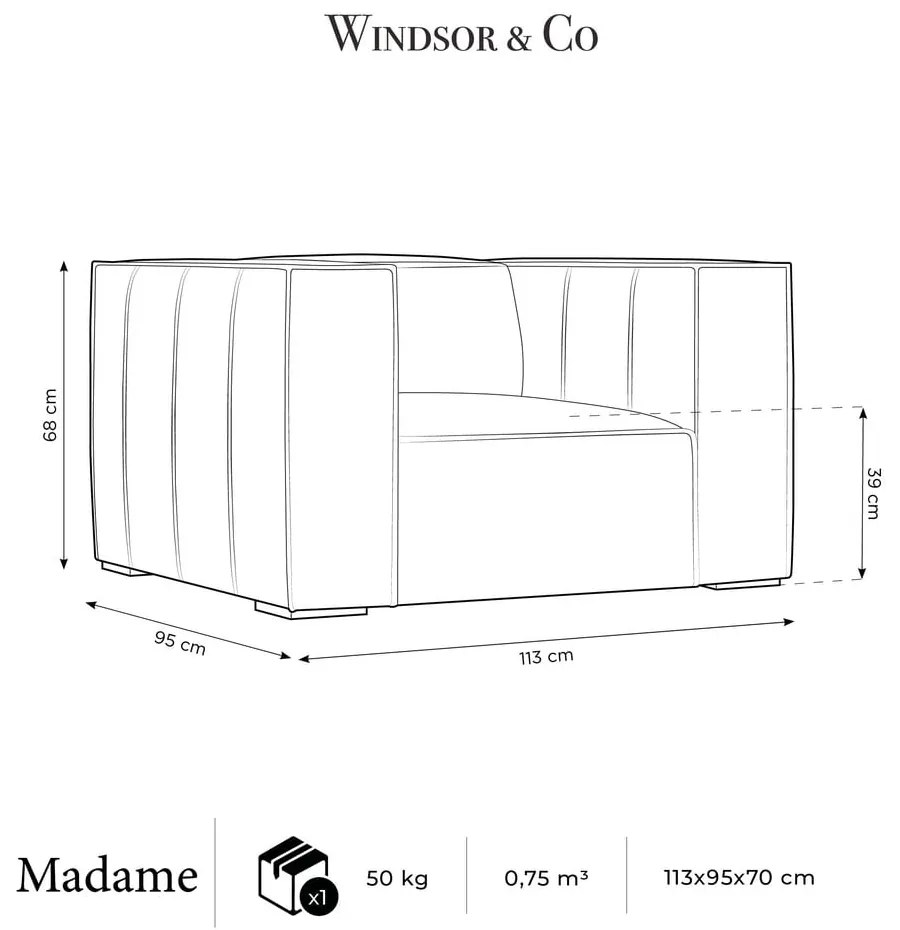 Fotoliu maro cu tapițerie din piele Madame – Windsor & Co Sofas
