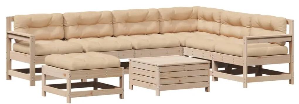 3250592 vidaXL Set mobilier de grădină cu perne, 8 piese, lemn masiv de pin
