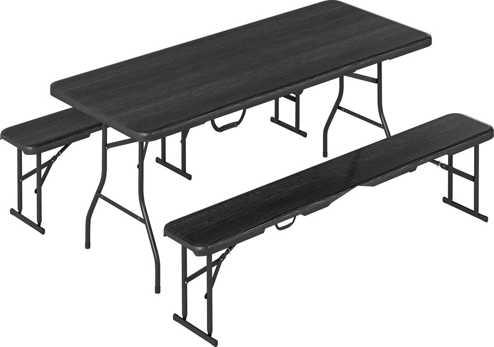 Outsunny Set masă pliantă și bănci de picnic 180 cm cu mânere de transport, negru | Aosom Romania