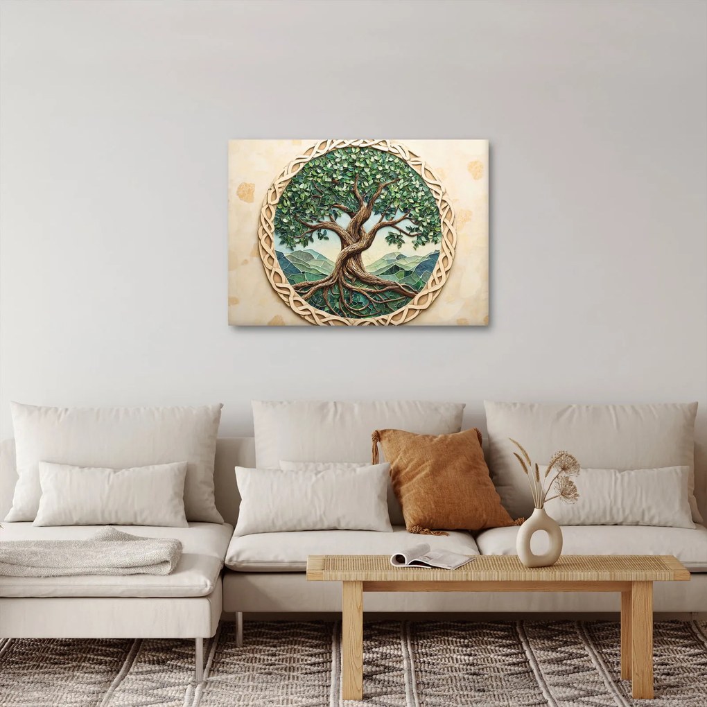 Tablou – Arborele vieții împletit (70x50 cm)