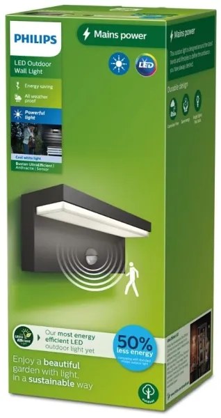 Aplică de exterior cu senzor Philips BUSTAN LED/3,8W/230V IP44