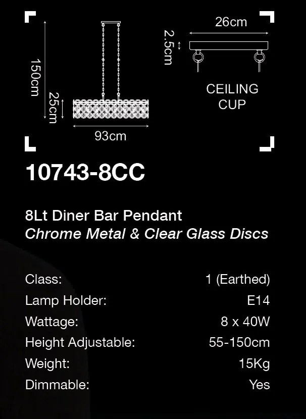 Lustra suspendata ovala design elegant Belle 8LT