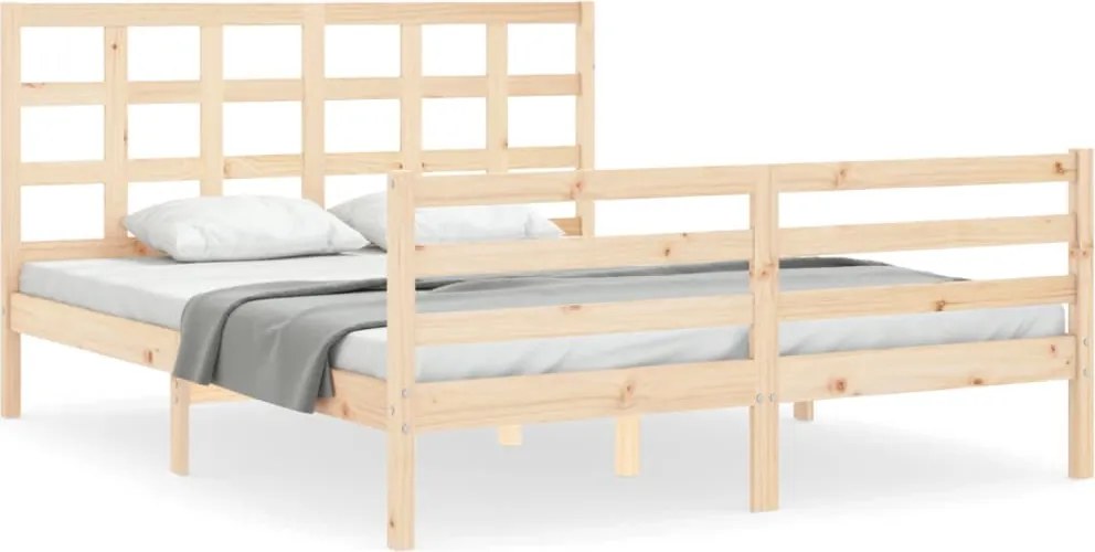 vidaXL Cadru de pat cu tăblie, 160x200 cm, lemn masiv