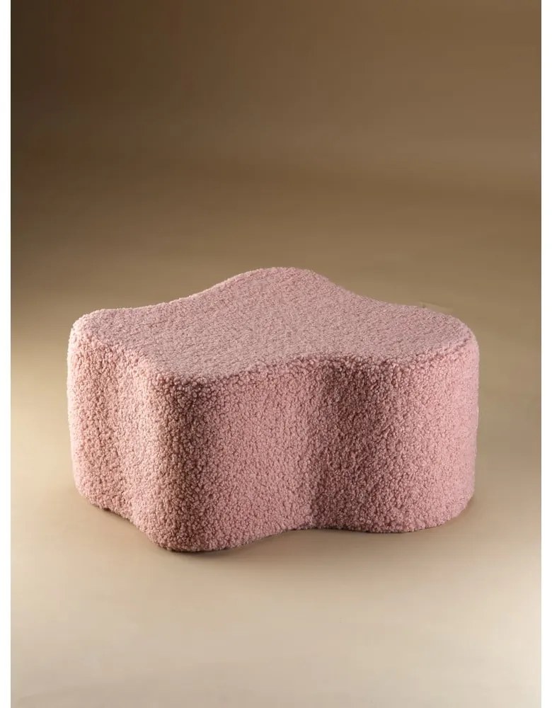 Puf de copii roz cu tapițerie din țesătură bouclé Cloud – Wigiwama