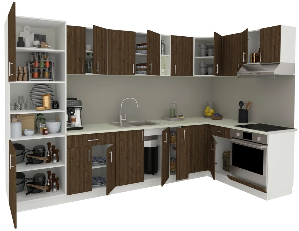 Set haaus V35, Stejar Bronz/Alb, Blat Thermo 28 mm, L 320 x 160 cm