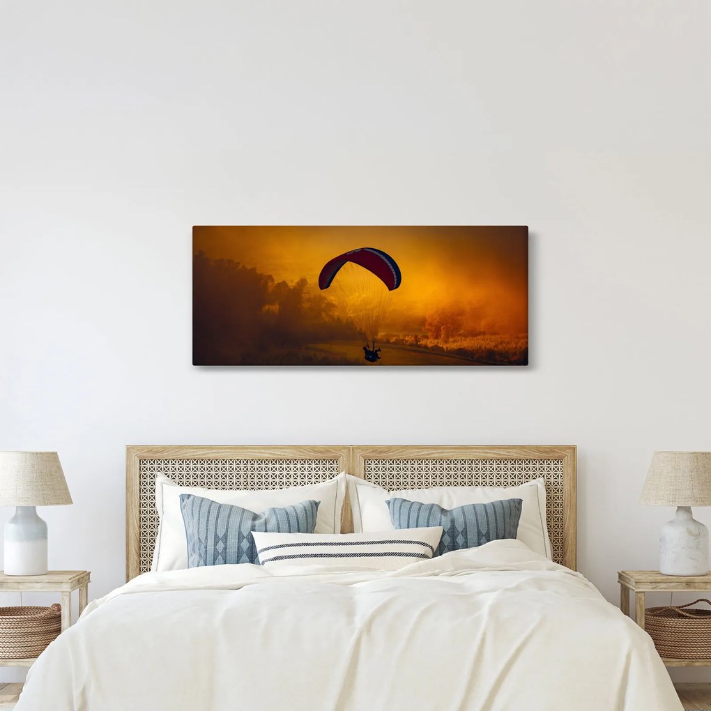 Tablou cu parașutistul în apus de soare (120x50 cm)