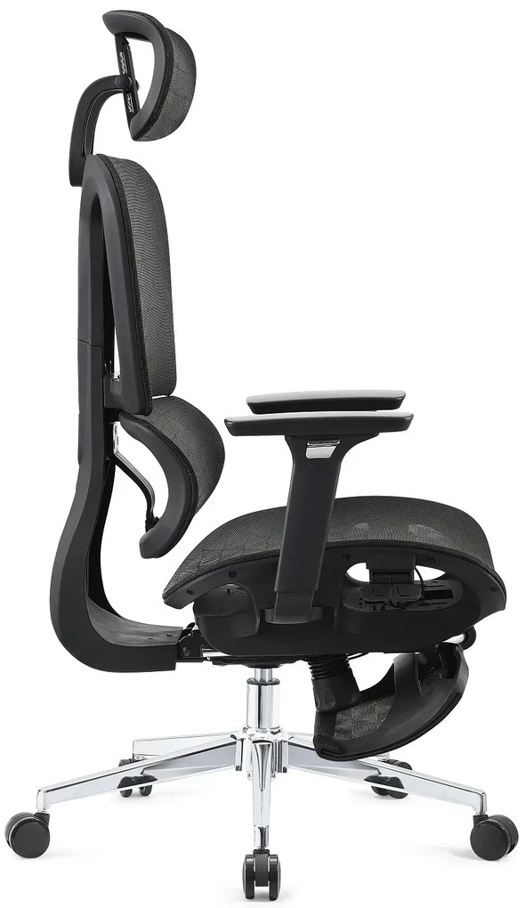 RESIGILAT- ERGOTHRONE Scaun ergonomic, cotiere 2D, suport picioare, Full Mesh, Negru