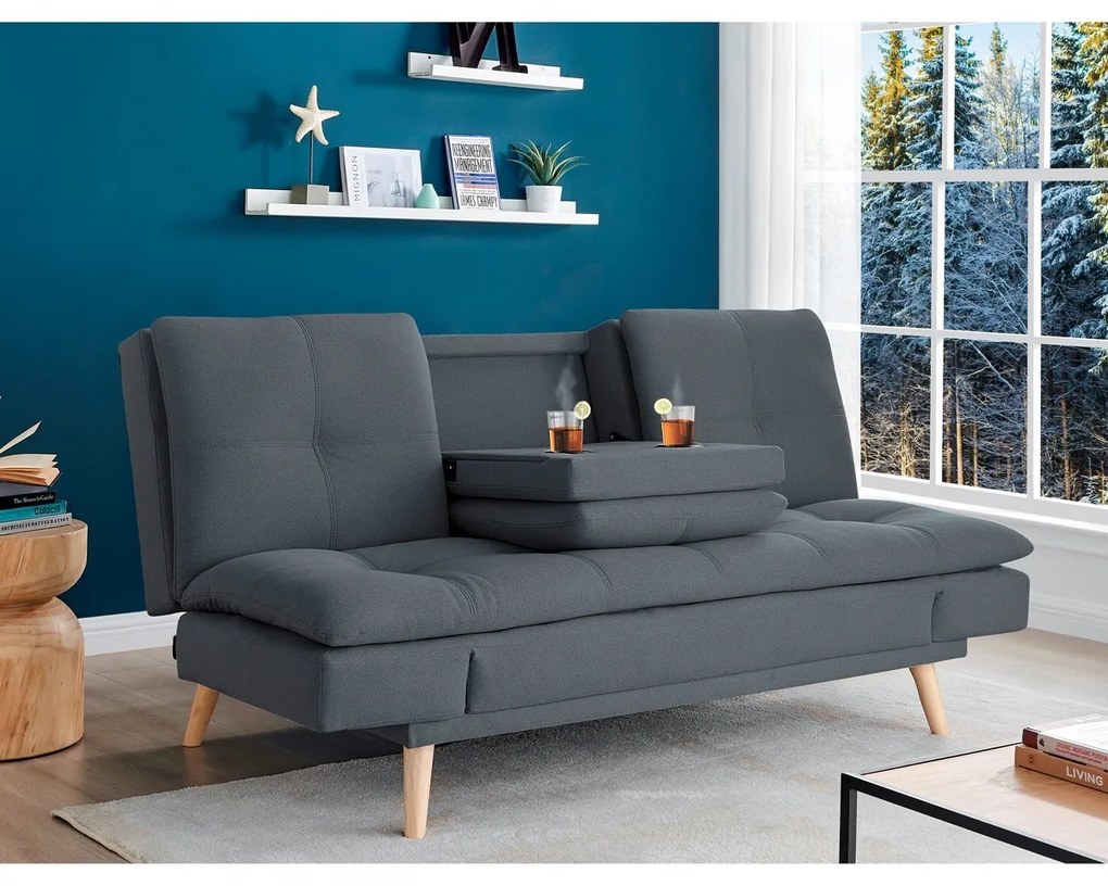 Canapea cu trei locuri ASB-4720 GREY2, gri închis