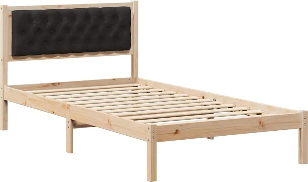 vidaXL Cadru de pat cu headboard Negru 100 x 200 cm Lemn de pin masiv