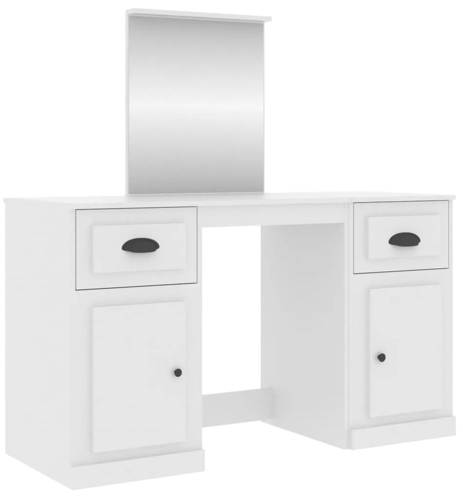 3185335 vidaXL Masă de toaletă cu oglindă, alb, 130x50x132,5 cm