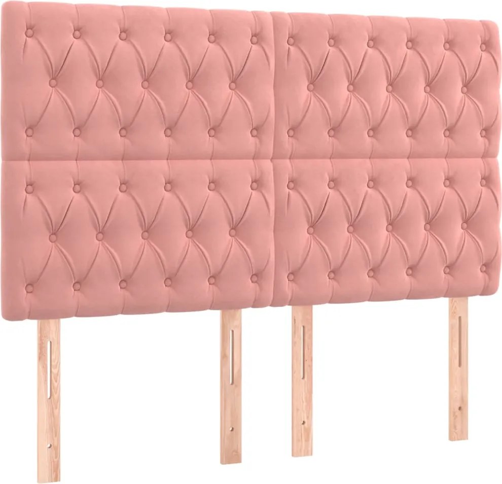 vidaXL Tăblie de pat roz 160x7x118/128 cm catifea