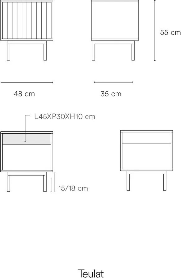 Noptieră albă cu aspect mat Sierra – Teulat