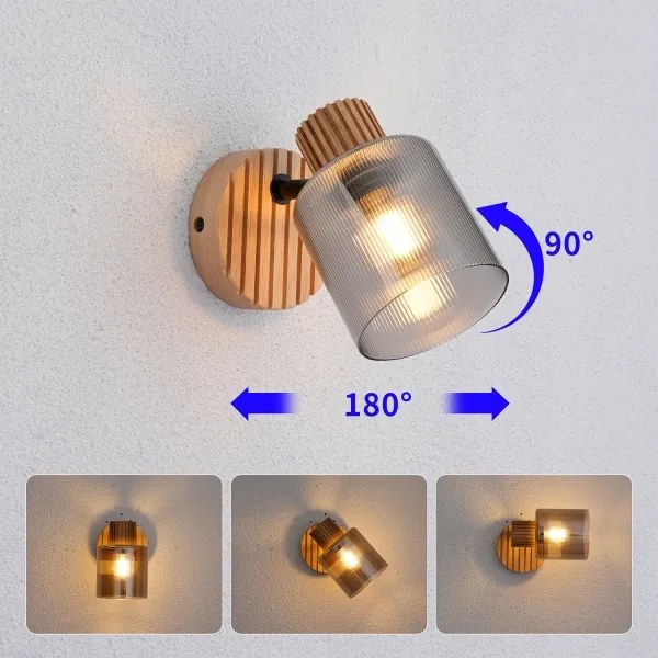 Brilagi - Aplica spot de perete HYGGE 1xE14/15W/230V lemn/fumuriu