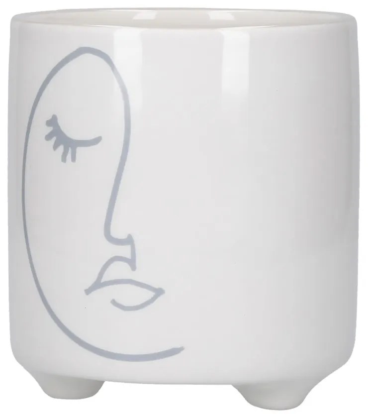 Ghiveci alb din ceramică Kitchen Craft Abstract Face