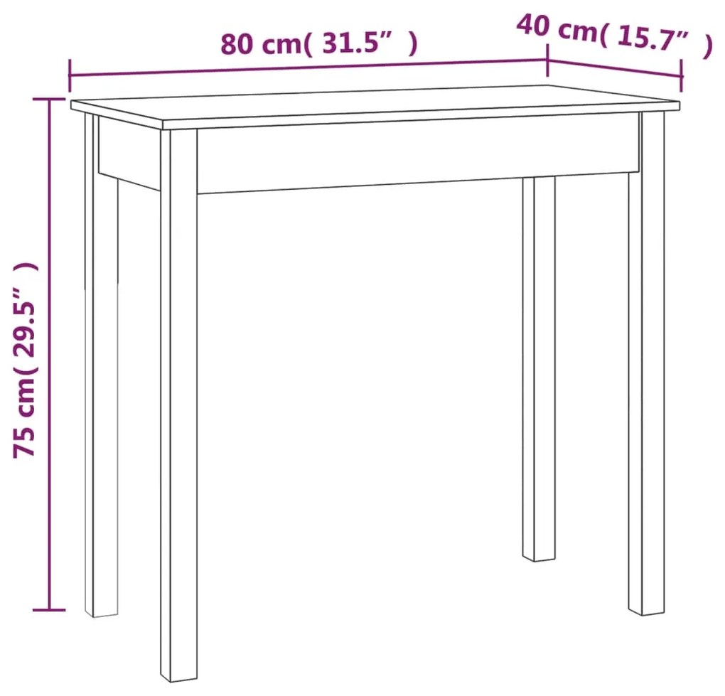 Masa consola, 80x40x75 cm, lemn masiv de pin Maro, 80 x 40 x 75 cm, 1