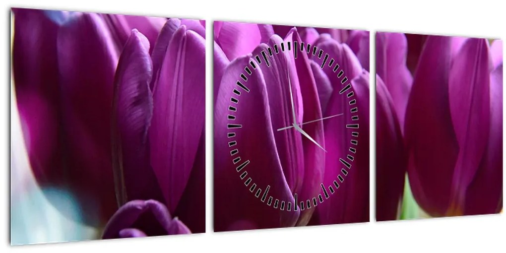 Tablou cu lalele (cu ceas) (90x30 cm)