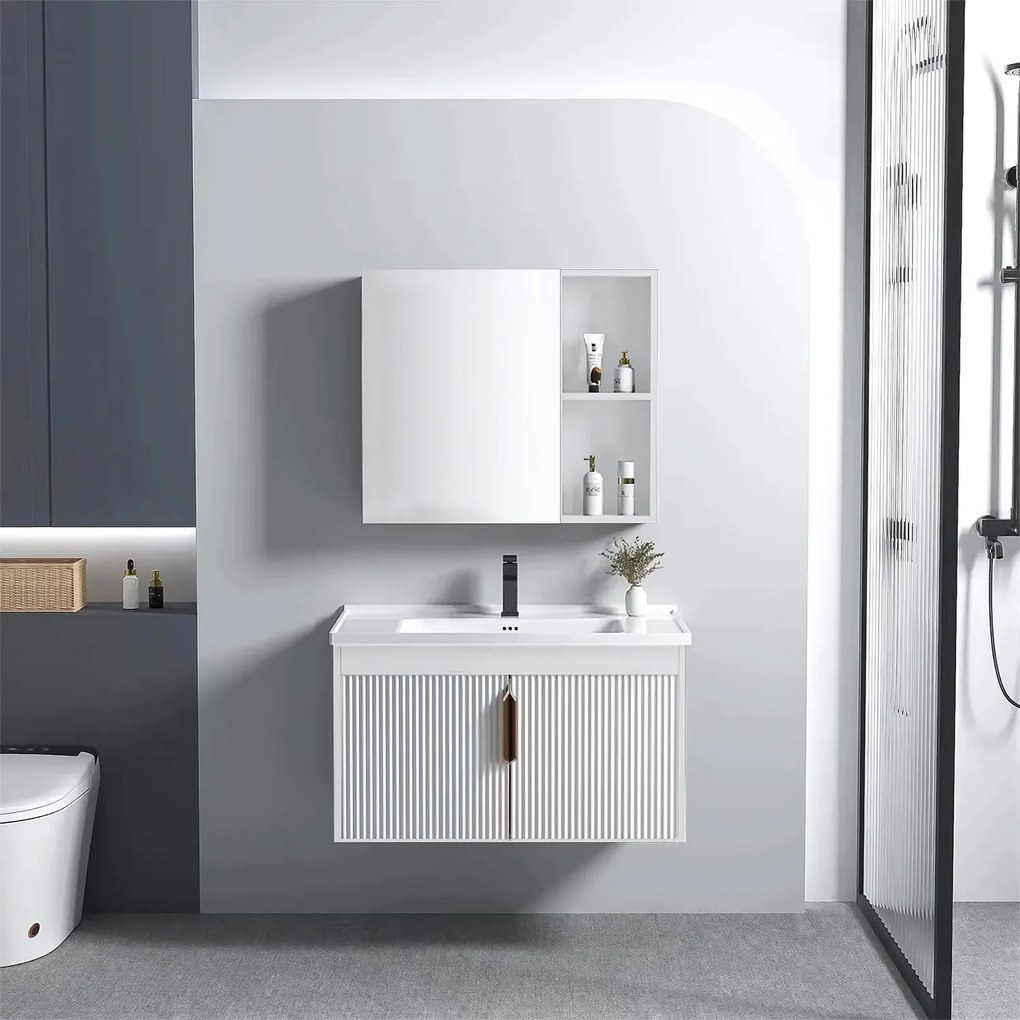 Set mobilier de baie cu lavoar Astor 60 cm Alb