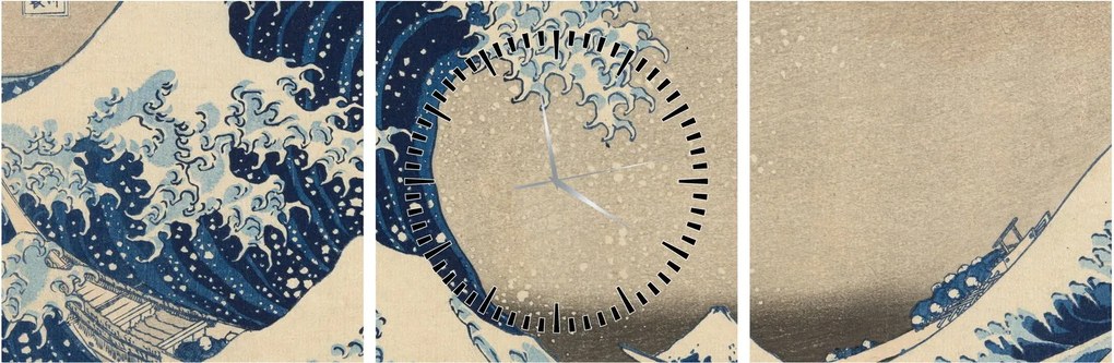 Tablou - Katsushika Hokusai, Under the Wave off Kanagawa, reproducere (cu ceas) (90x30 cm)