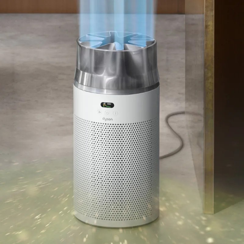 Purificator de aer Dyson HJ10 HushJet™ Purifier Compact 491355-01, 18 m², 10 viteze, Hyperdymium™, HEPA, Comenzi vocale, Oscilatie, Alb/Gri
