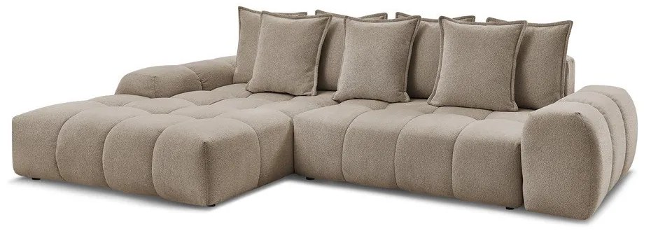 Colțar taupe extensibil/cu spațiu de depozitare cu tapițerie din chenille (cu colț pe partea stângă/cu șezlong) Everest – Bobochic Paris