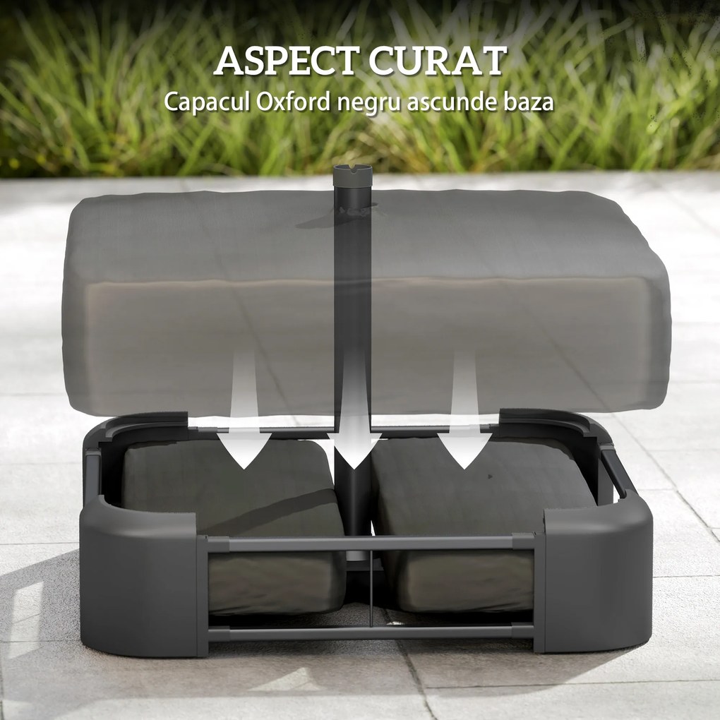 Outsunny Bază pentru Umbrelă Reumplibilă cu Nisip 80 kg/Nisip Umed 90 kg, pentru Tije de Ø48 mm, Negru | Aosom Romania