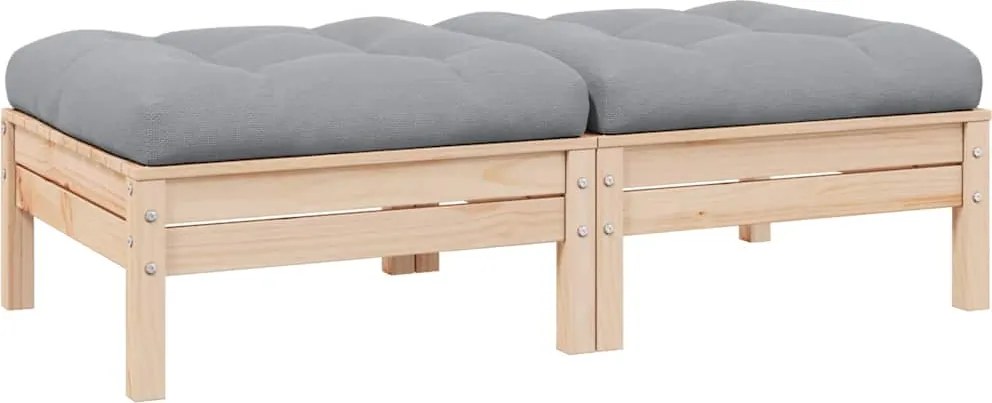 vidaXL Canapea de grădină cu 2 locuri, cu perne gri, lemn masiv pin