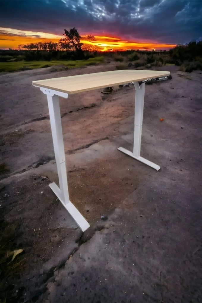 Birou reglabil electric-TerrA2DS WHITE-profil dreptunghiular, profil cadru ALB (Dimensiune blat: 137x67 cm, Culoare blat: Alb 25mm)