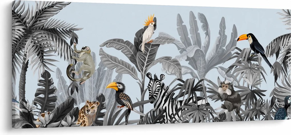 Tablou - Animale în pădurea tropicală (120x50 cm)