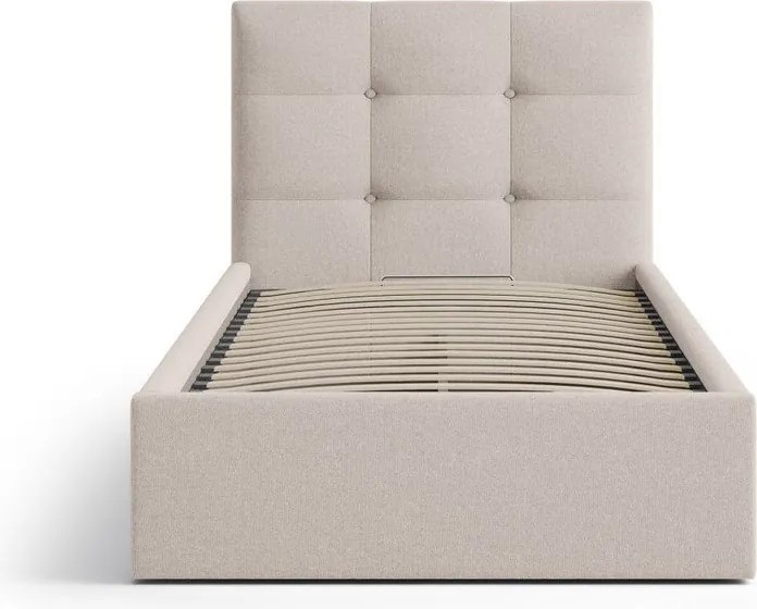 Pat maro deschis tapițat cu spațiu de depozitare cu somieră 90x200 cm Phaedra – Micadoni