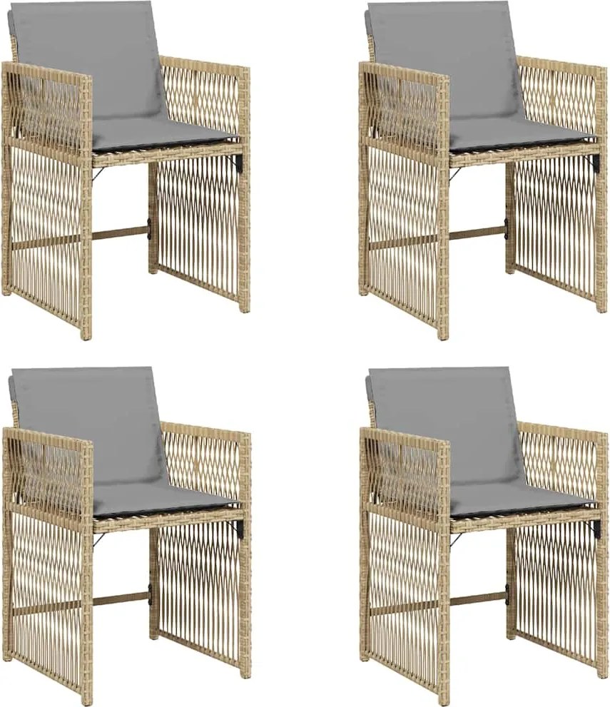 vidaXL Fotolii de grădină cu perne, 4 buc., bej combinat, poliratan