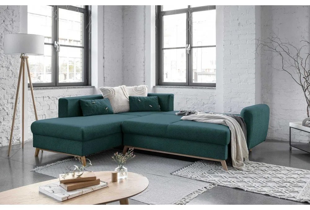 Colțar extensibil cu șezlong pe partea stângă Miuform Scandic Lagom L, turcoaz