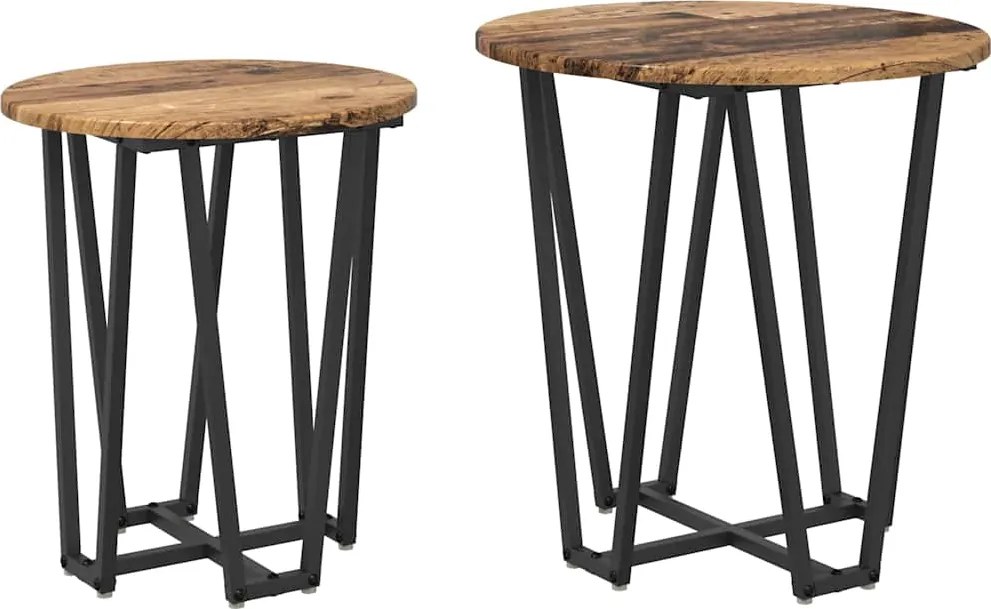 vidaXL Set măsuțe laterale 2 pcs Lemn vechi și negru