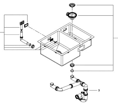 GROHE 31577SD1 - Chiuvetă de bucătărie K700U, 595 × 450 mm, inox