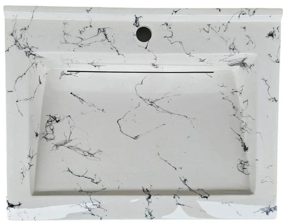 Lavoar(chiuveta) baie compozit granit, cu sifon ascuns, HouseXL LuxMarble, 71x47 cm, montaj pe blat sau masca, antibacterian, aspect marmurat